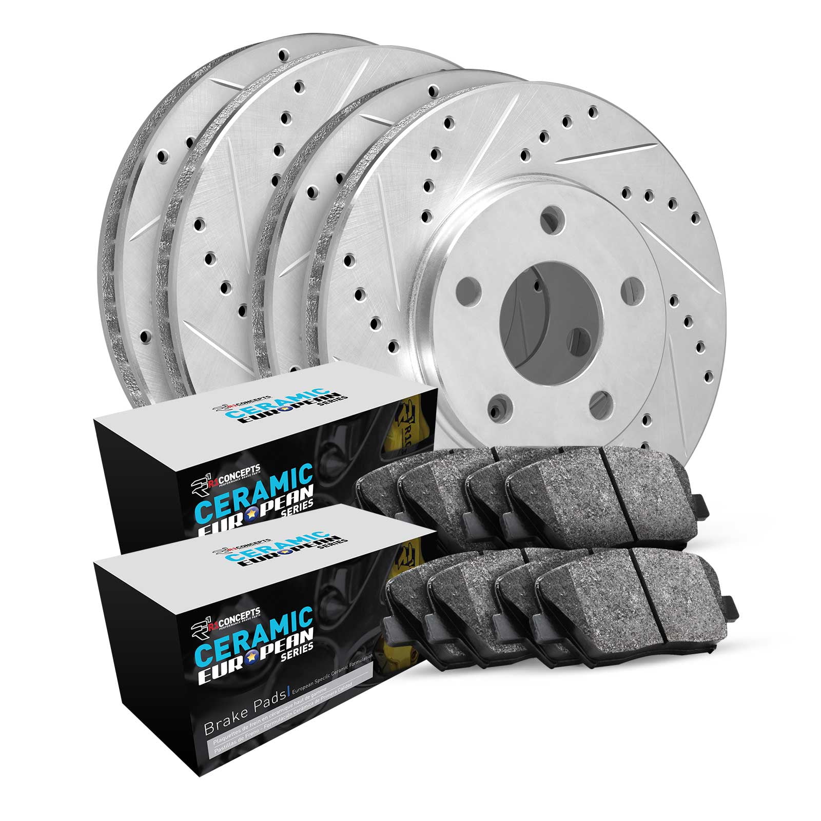 R1 Concepts Front Rear Brakes and Rotors Kit |Front Rear Brake Pads| Brake Rotors and Pads| Euro Ceramic Brake Pads and Rotors WGTN2-27018