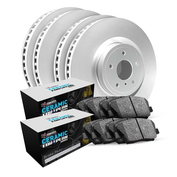 R1 Concepts Front Rear Brakes and Rotors Kit |Front Rear Brake Pads| Brake Rotors and Pads| Euro Ceramic Brake Pads and Rotors WJTN2-31008
