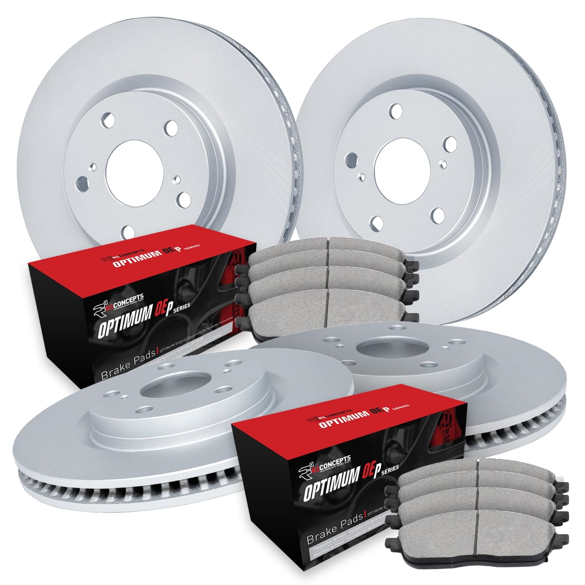 R1 Concepts Carbon Coated Disc Brake Rotor Set with Optimum Oe Pads WDUN2-39037