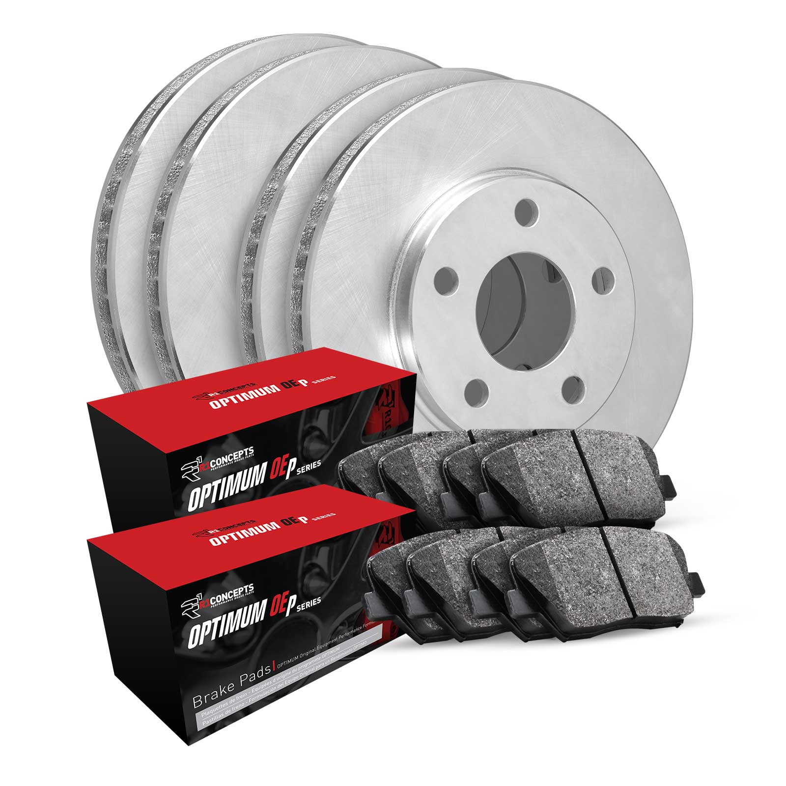 R1 Concepts Front Rear Brakes and Rotors Kit |Front Rear Brake Pads| Brake Rotors and Pads| Optimum OEp Brake Pads and Rotors WFUN2-80129