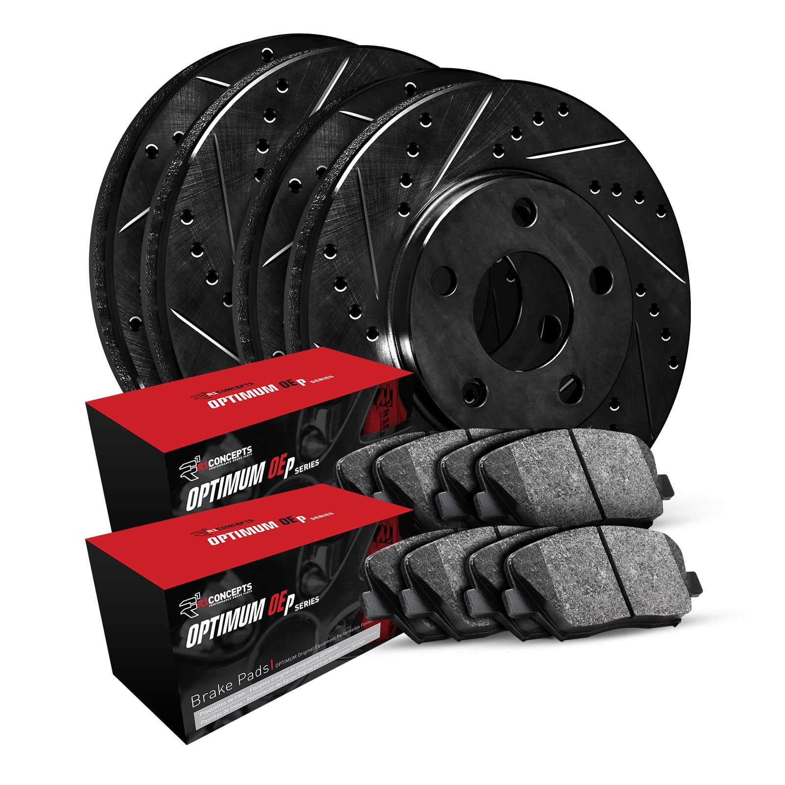 R1 Concepts Front Rear Brakes and Rotors Kit |Front Rear Brake Pads| Brake Rotors and Pads| Optimum OEp Brake Pads and Rotors WHUN2-20003