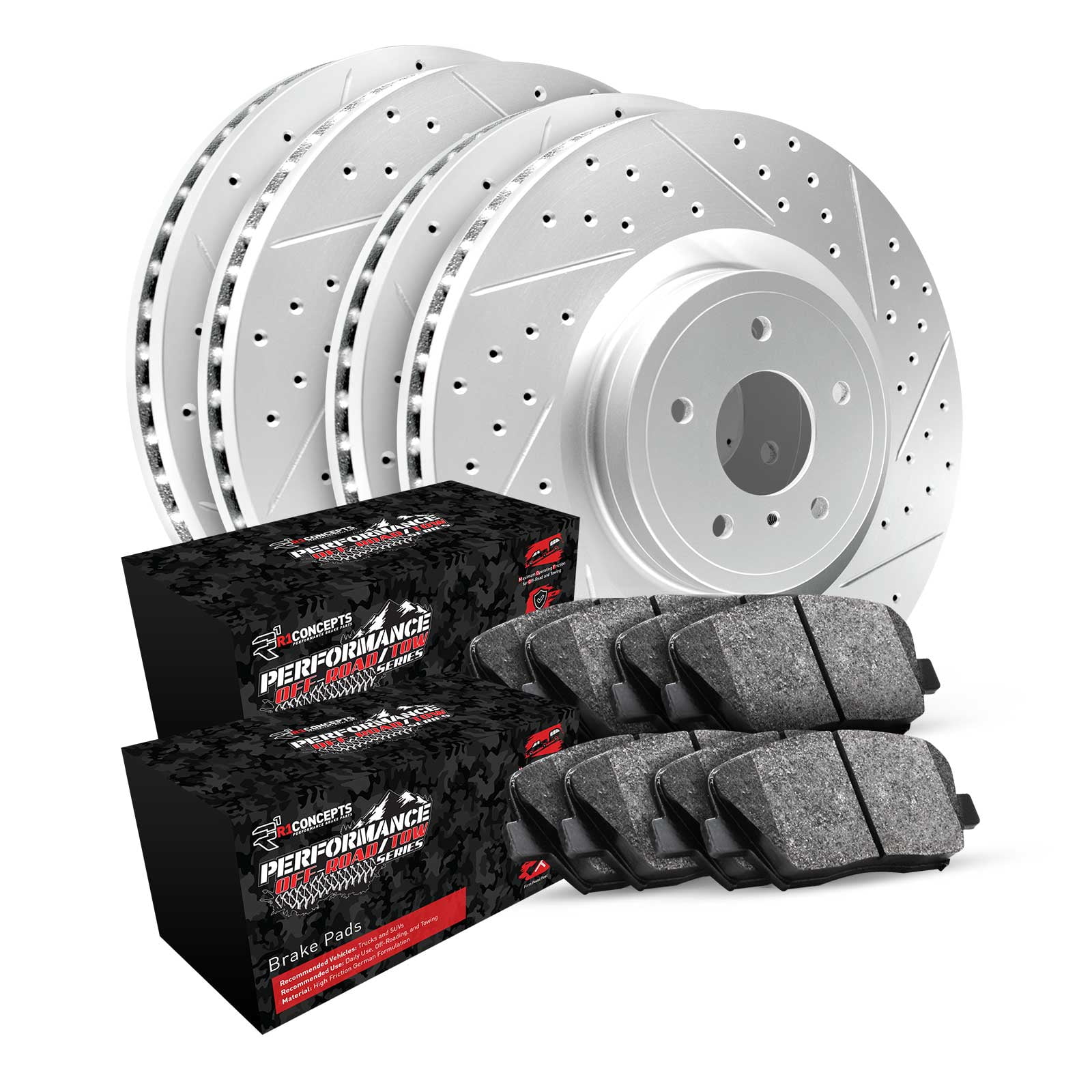 R1 Concepts Front Rear Brakes and Rotors Kit |Front Rear Brake Pads| Brake Rotors and Pads| Performance Off-Road Brake Pads and Rotors WBVN2-54037