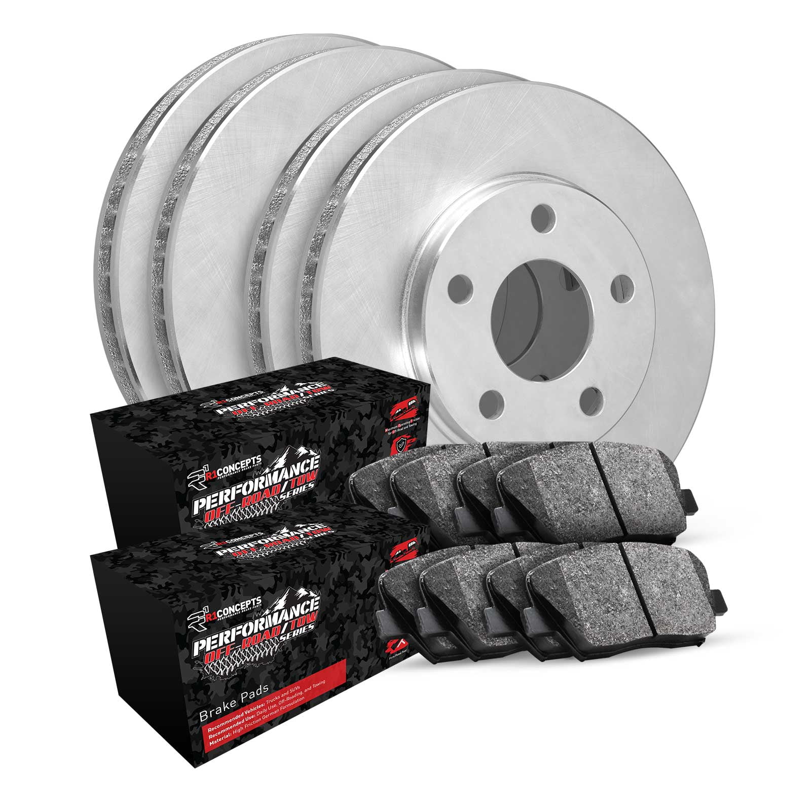 R1 Concepts Front Rear Brakes and Rotors Kit |Front Rear Brake Pads| Brake Rotors and Pads| Performance Off-Road Brake Pads and Rotors WFVN2-47009