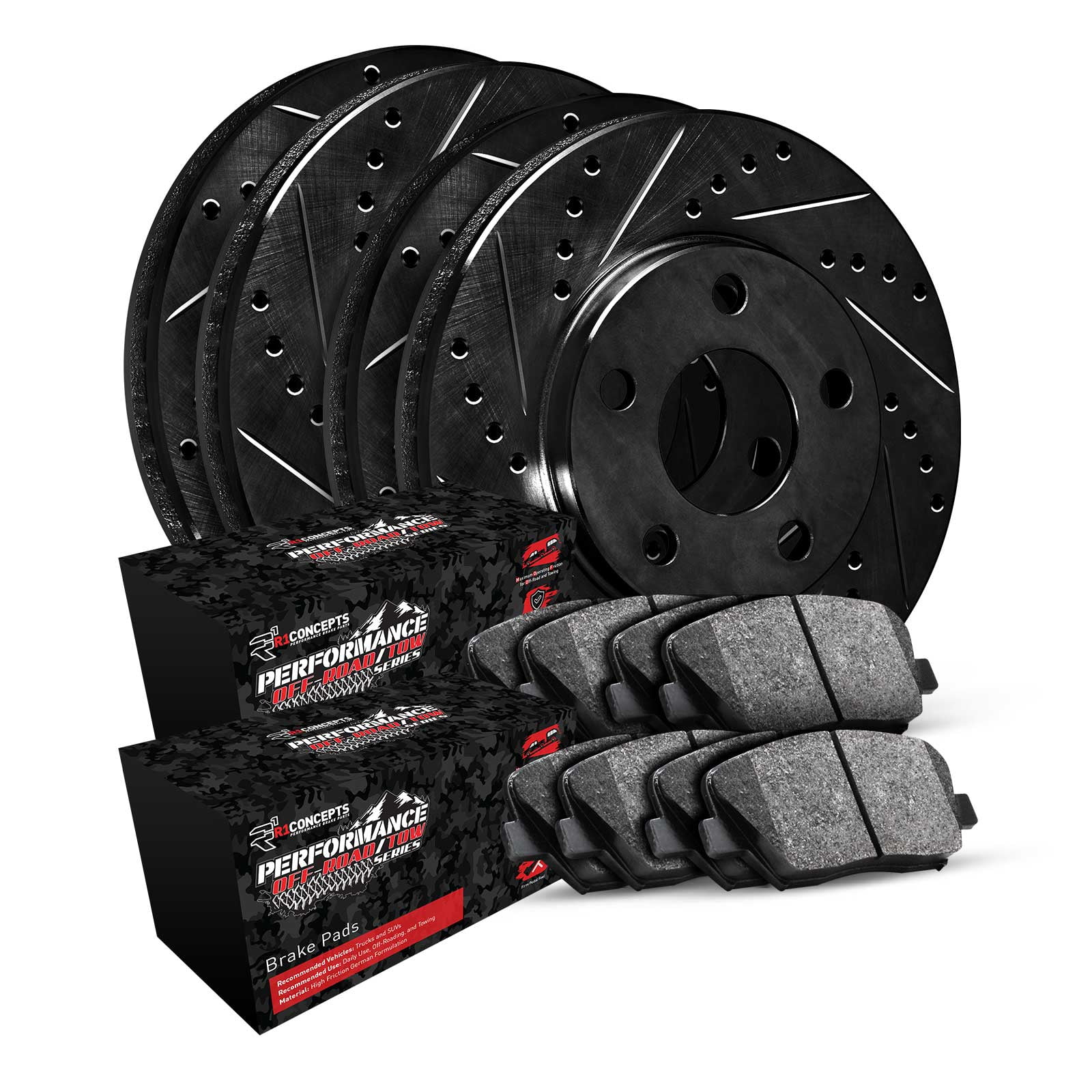 R1 Concepts Front Rear Brakes and Rotors Kit |Front Rear Brake Pads| Brake Rotors and Pads| Performance Off-Road Brake Pads and Rotors WHVN2-42003