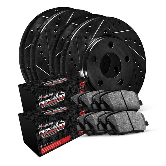 R1 Concepts Front Rear Brakes and Rotors Kit |Front Rear Brake Pads| Brake Rotors and Pads| Performance Off-Road Brake Pads and Rotors WHVN2-46001