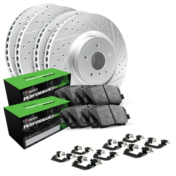 R1 Concepts Front Rear Brakes and Rotors Kit |Front Rear Brake Pads| Brake Rotors and Pads| Performance Sport Brake Pads and Rotors WBSH2-67033