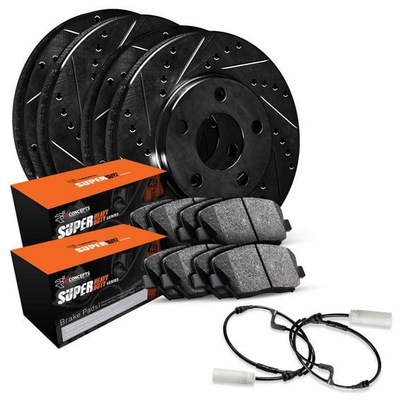 R1 Concepts Front Rear Brakes and Rotors Kit |Front Rear Brake Pads| Brake Rotors and Pads| Super Duty Brake Pads and Rotors | Sensor WHXC2-40003