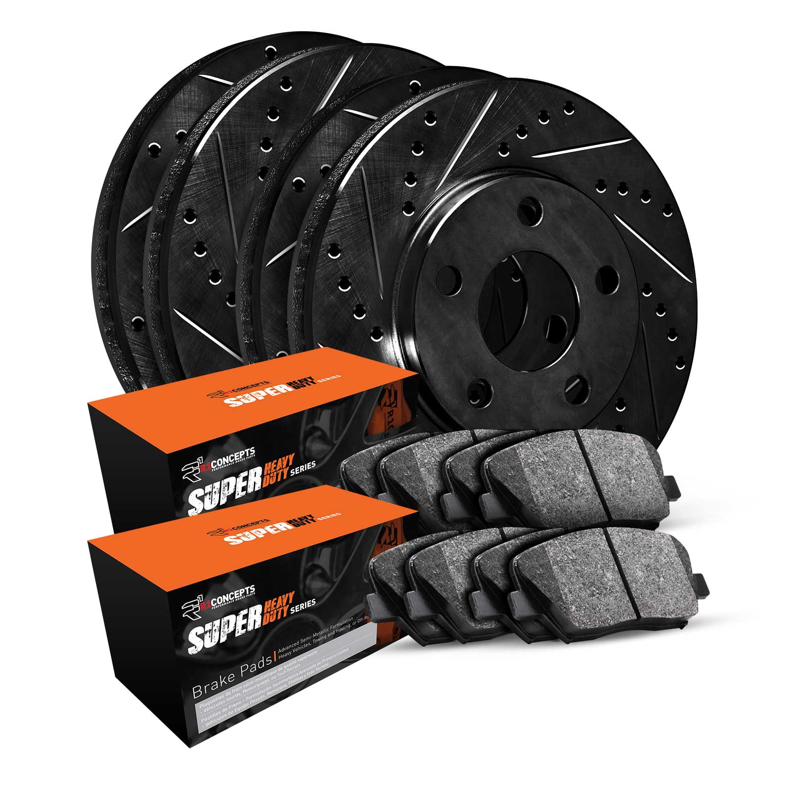 R1 Concepts Front Rear Brakes and Rotors Kit |Front Rear Brake Pads| Brake Rotors and Pads| Super Duty Brake Pads and Rotors WHXN2-67002