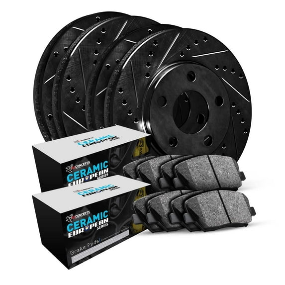 R1 Concepts Front Rear Brakes and Rotors Kit |Front Rear Brake pads| Brake Rotors and Pads| Euro Ceramic Brake Pads and Rotors WHTN2-07002