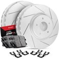 thumbnail image 1 of R1 Concepts Front Rear Carbon Brake Rotors Slotted with Optimum OEp Pads and Hardware Kit CPS.54052.44 Fits select: 2010-2011 FORD F150, 1 of 6
