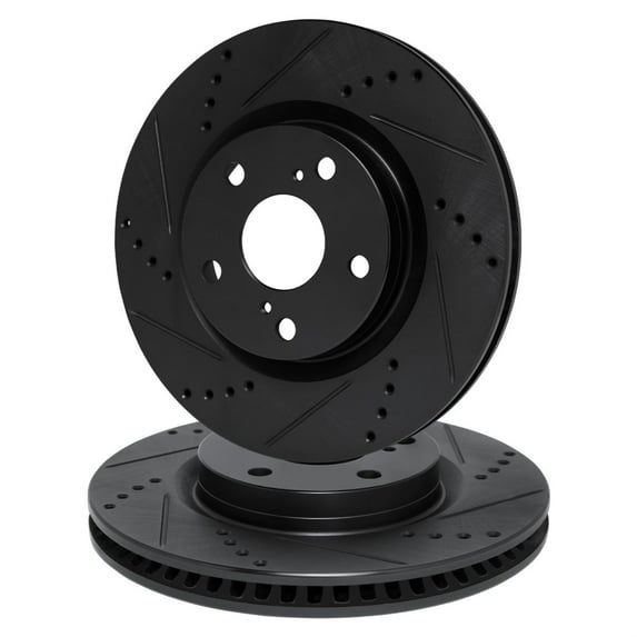 R1 Concepts Drilled and Slotted Black Disc Brake Rotor Set WHPN1-72048