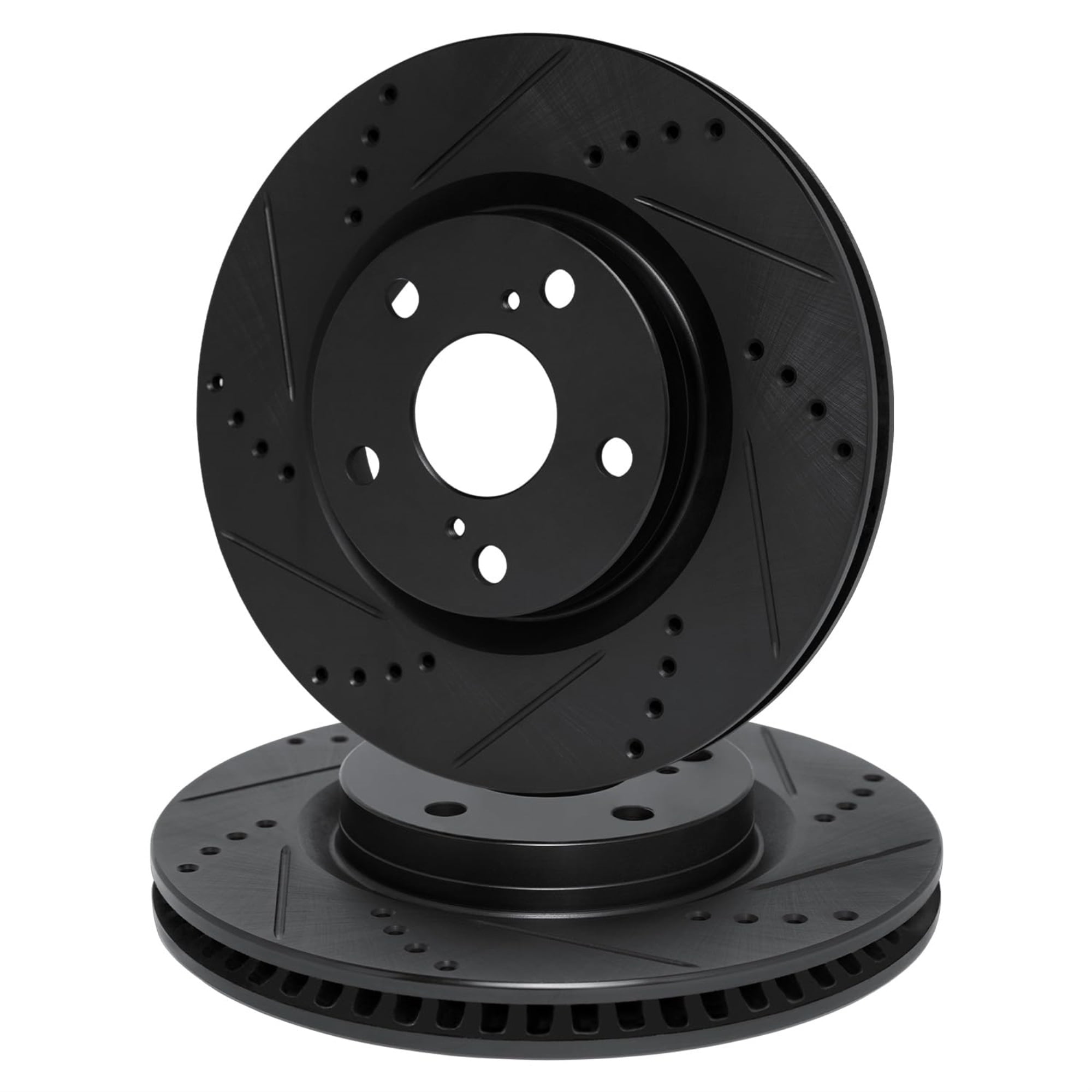 R1 Concepts Drilled and Slotted Black Disc Brake Rotor Set WHPN1-76144