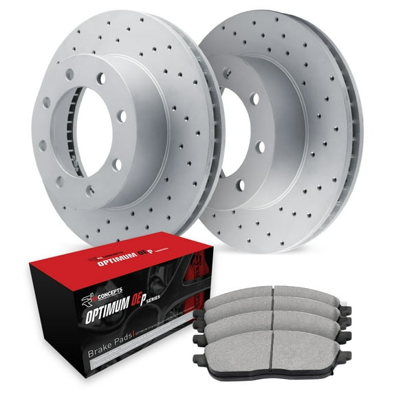 R1 Concepts Rear Brakes and Rotors| Automotive Replacement Brake Kits| Rear Optimum OEp Brake Pads and Rotors Kit| Fits 2003-2020 Chevrolet Express 2500