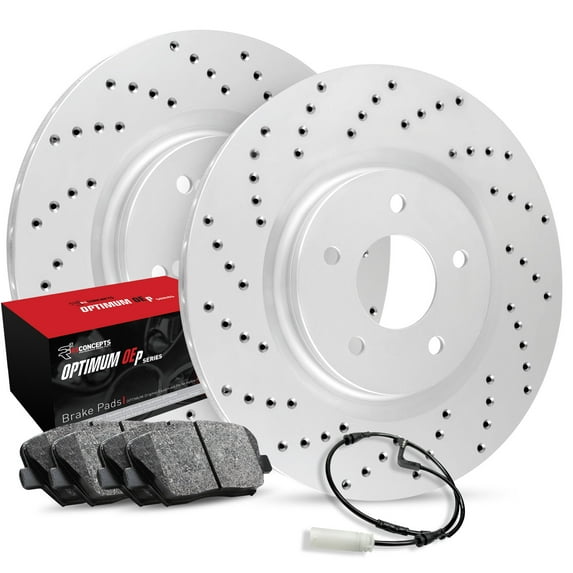 R1 Concepts Rear Brakes and Rotors| Automotive Replacement Brake Kits| Rear Optimum OEp Brake Pads and Rotors Kit| Fits 2019-2020 Audi A8, Q8; 2017-2020 Audi Q7