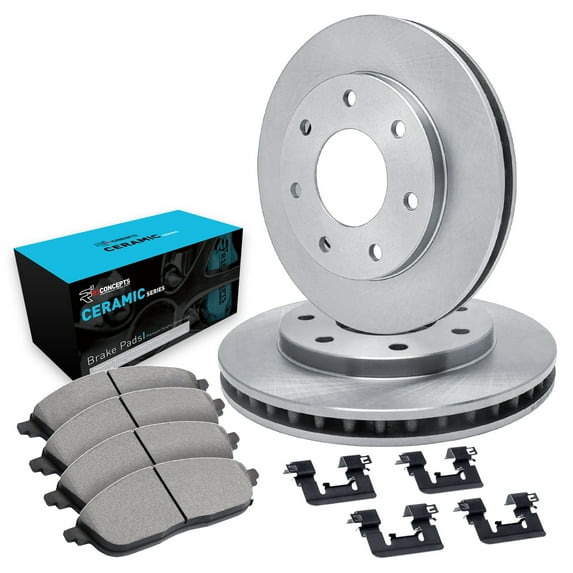R1 Concepts Rear Brakes and Rotors| Hardware Included| Rear Ceramic Brake Pads and Rotors Kit| Fits 2004-2011 Ford F-150; 2006-2008 Lincoln Mark LT