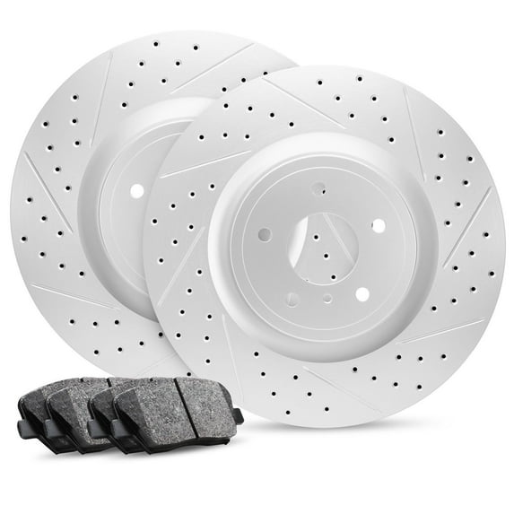 R1 Concepts Rear Brakes and Rotors Kit |Rear Brake Pads| Brake Rotors and Pads| Ceramic Brake Pads and Rotors |fits 2003-2005 Jaguar S-Type, 2004-2005 Jaguar XJR, 2005 Jaguar Super V8