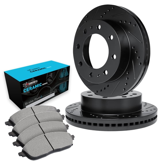R1 Concepts Rear Brakes and Rotors Kit |Rear Brake Pads| Brake Rotors and Pads| Ceramic Brake Pads and Rotors |fits 2003-2020 Chevrolet Express 2500, Express 3500, GMC Savana 2500, Savana 3500