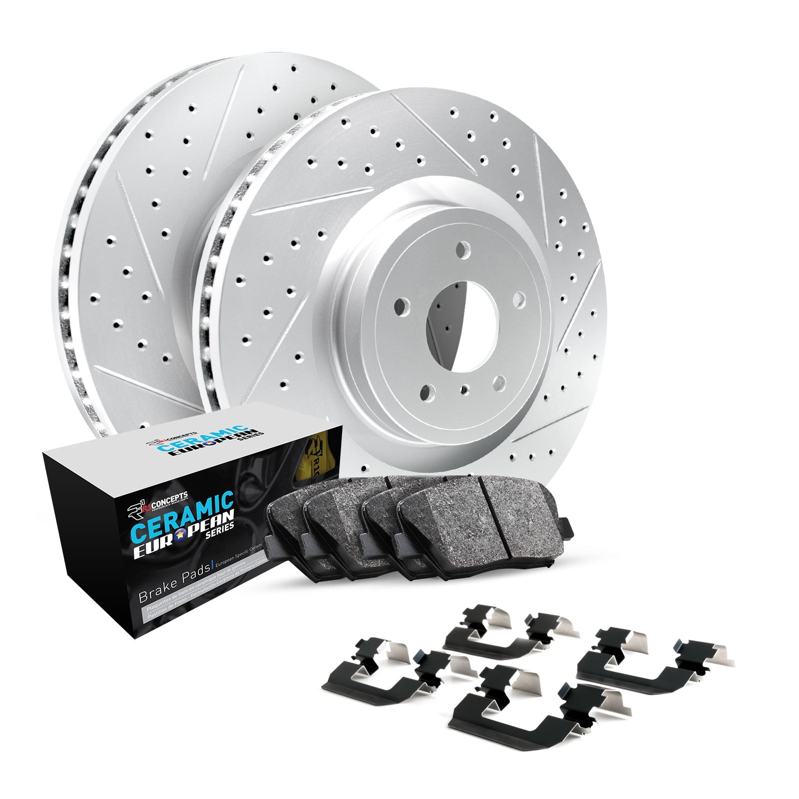 R1 Concepts Rear Brakes and Rotors Kit |Rear Brake Pads| Brake Rotors and Pads| Euro Performance Sport Brake Pads and Rotors| Hardware Kit WBTH1-31194