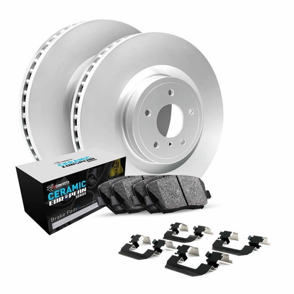 R1 Concepts Rear Brakes and Rotors Kit |Rear Brake Pads| Brake Rotors and Pads| Euro Ceramic Brake Pads and Rotors| Hardware Kit|fits 2009-2014 Mini Cooper