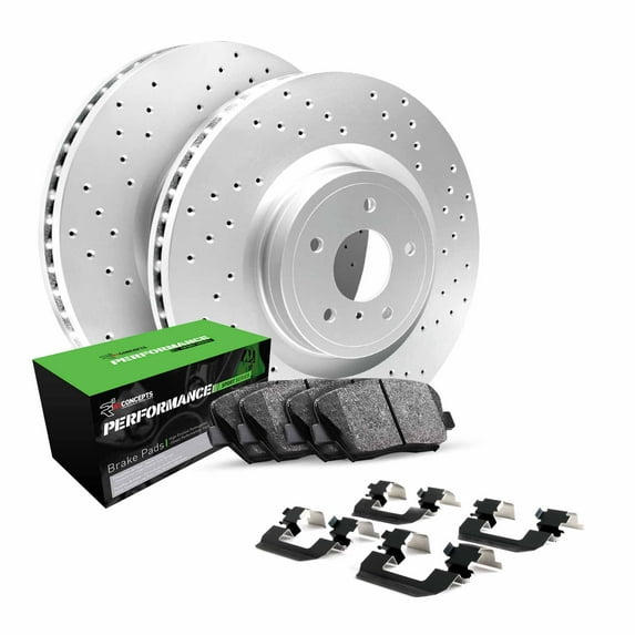 R1 Concepts Rear Brakes and Rotors Kit |Rear Brake Pads| Brake Rotors and Pads| Performance Sport Brake Pads and Rotors| Hardware Kit|fits 2007-2015 Mini Cooper