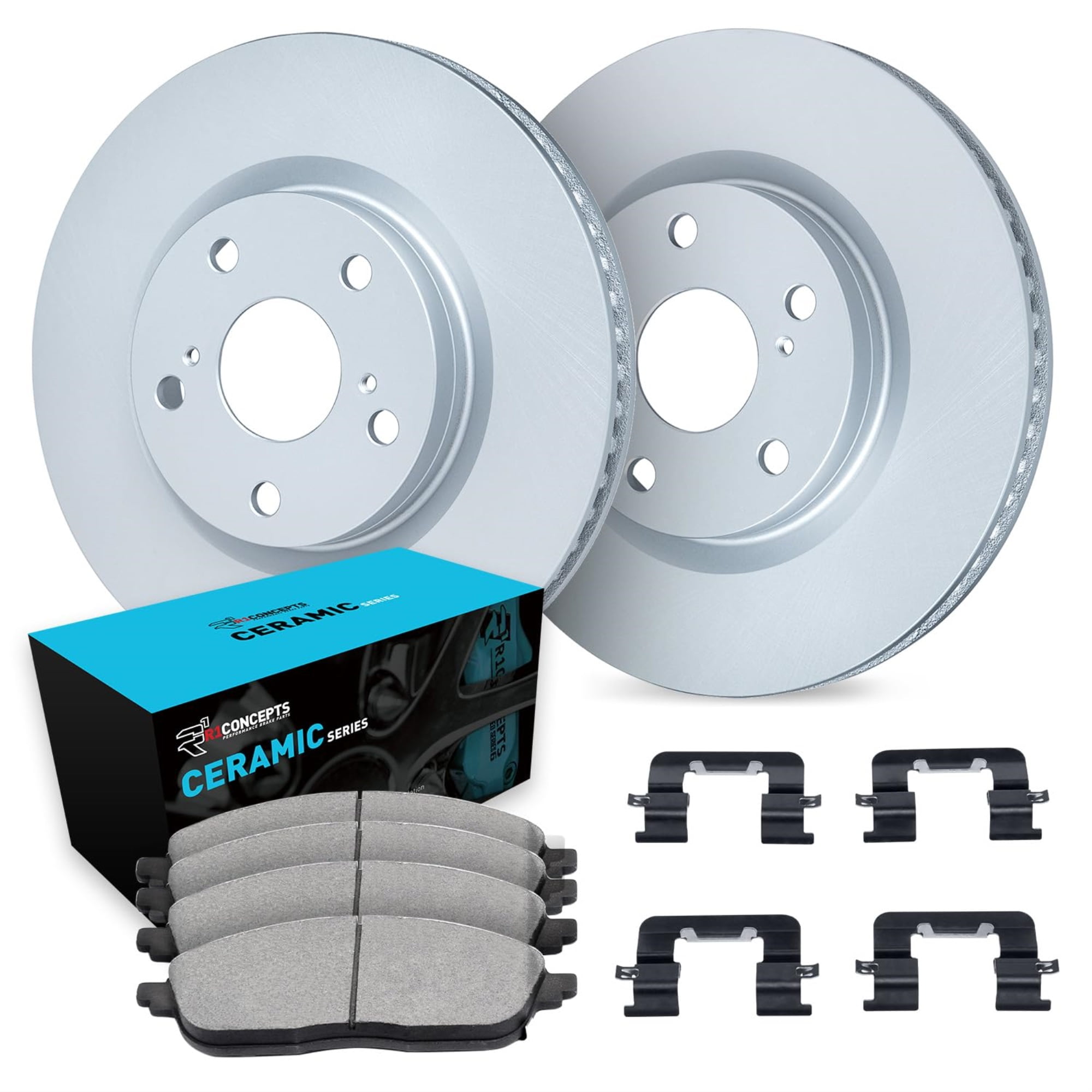 R1 Concepts Carbon Coated Disc Brake Rotor Set with Ceramic Pads and Hardware WDWH1-39014