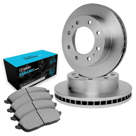R1 Concepts Rear Brake Kit For 2003-2006 Chevrolet Avalanche, 1999-2010 Chevrolet Silverado, GMC Sierra, 2000-2006 Chevrolet Suburban, GMC Yukon| Blank Brake Rotors| Ceramic Brake Pads and Rotors Kit
