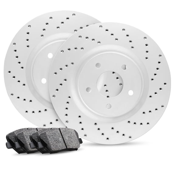 R1 Concepts Rear Brakes and Rotors Kit |Rear Brake Pads| Brake Rotors and Pads| Ceramic Brake Pads and Rotors |fits 2004-2010 BMW X3