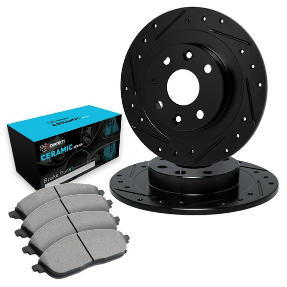 R1 Concepts Rear Brakes and Rotors Kit |Rear Brake Pads| Brake Rotors and Pads| Ceramic Brake Pads and Rotors |fits 2012-2019 Fiat 500