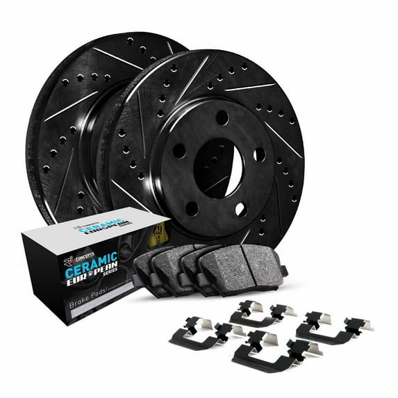 R1 Concepts Rear Brakes and Rotors Kit |Rear Brake Pads| Brake Rotors and Pads| Euro Ceramic Brake Pads and Rotors| Hardware Kit WHTH1-73004