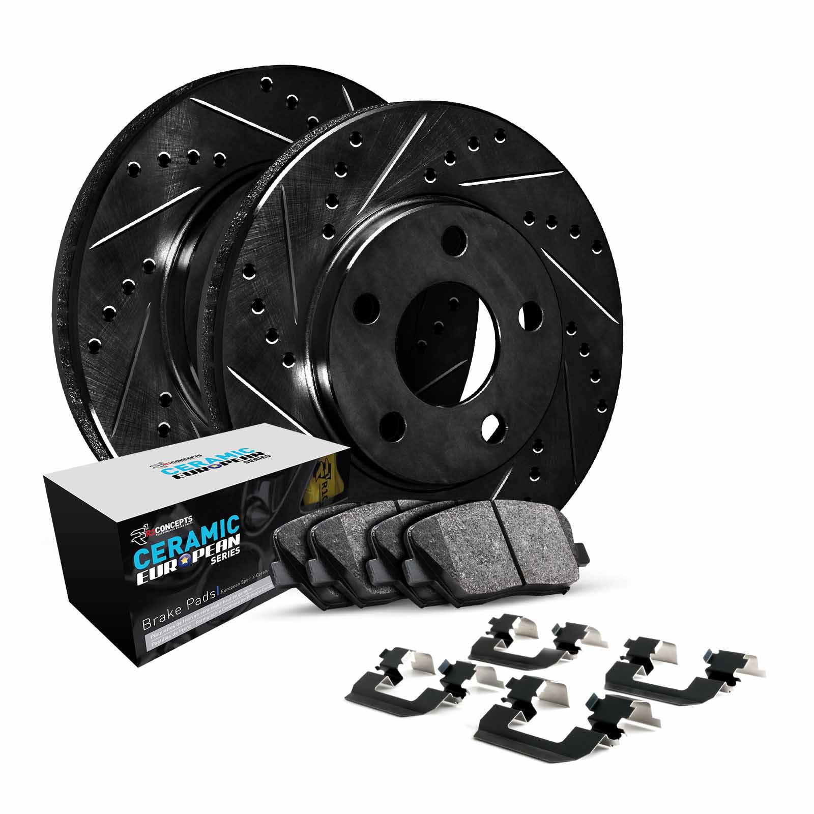 R1 Concepts Rear Brakes and Rotors Kit |Rear Brake Pads| Brake Rotors and Pads| Euro Ceramic Brake Pads and Rotors| Hardware Kit WHTH1-74059