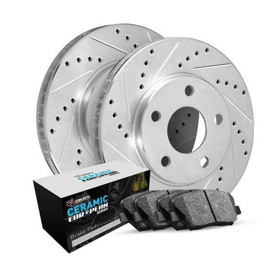 R1 Concepts Rear Brakes and Rotors Kit |Rear Brake Pads| Brake Rotors and Pads| Euro Ceramic Brake Pads and Rotors|fits 2018-2020 Land Rover Discovery, Range Rover, Range Rover Sport
