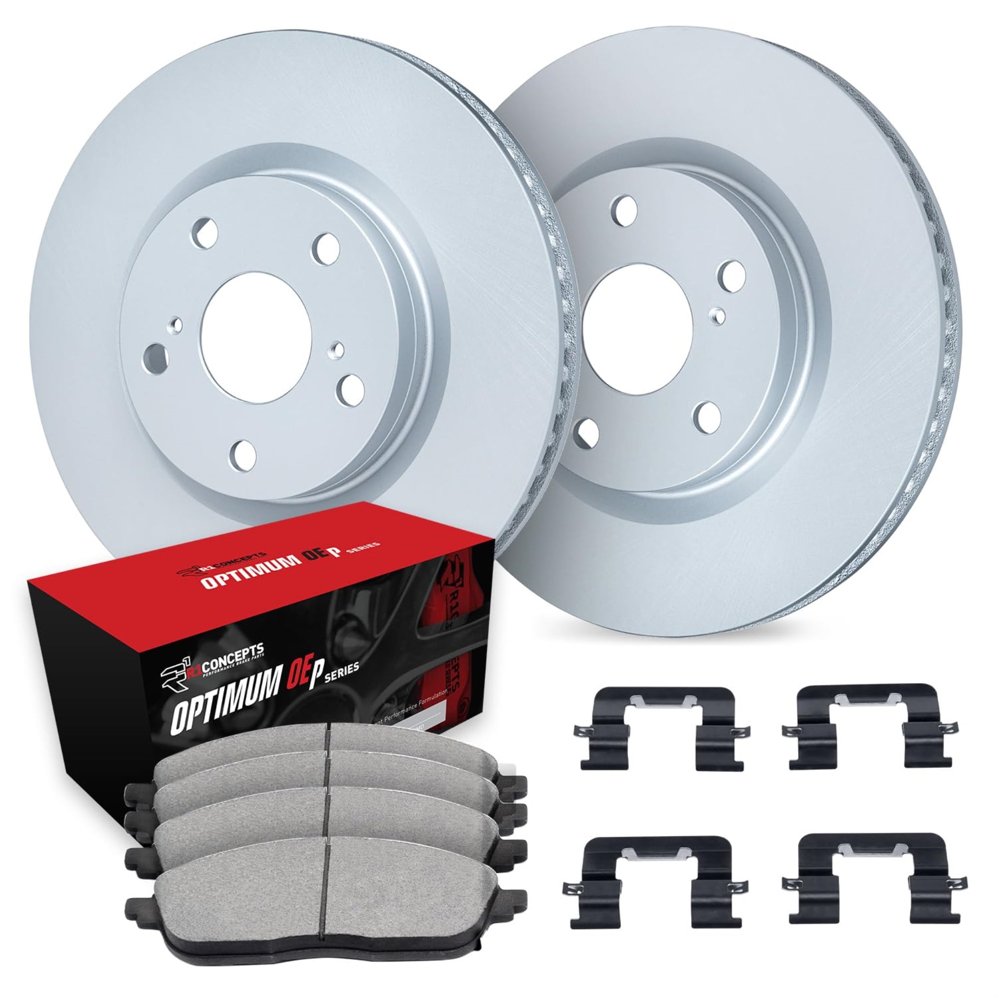 R1 Concepts Carbon Coated Disc Brake Rotor Set with Optimum Oe Pads and Hardware WDUH1-46104