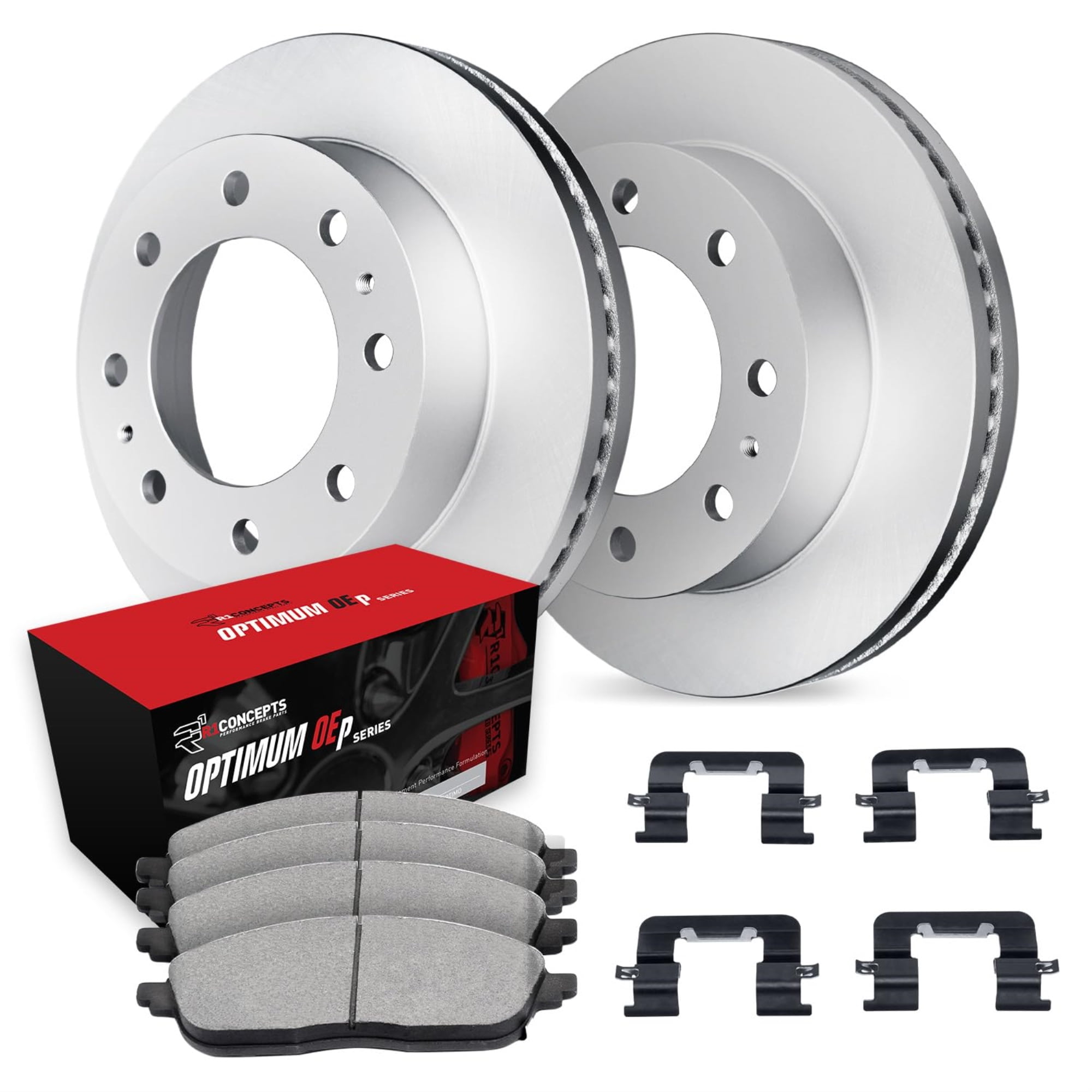 R1 Concepts Carbon Coated Disc Brake Rotor Set with Optimum Oe Pads and Hardware WDUH1-48115