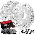 thumbnail image 1 of R1 Concepts Rear Carbon Brake Rotors Drilled with Optimum OEp Pads and Hardware Kit 1PX.20009.47 Fits select: 2017 JAGUAR XE, 2018-2019 JAGUAR XE PREMIUM, 1 of 6