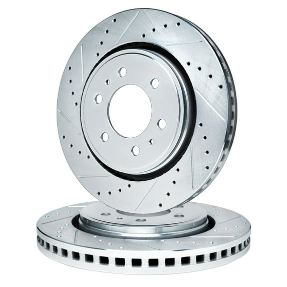 R1 Concepts Rear Kit Brake Rotors Drill Slot For 2002-2006 Sprinter 3500