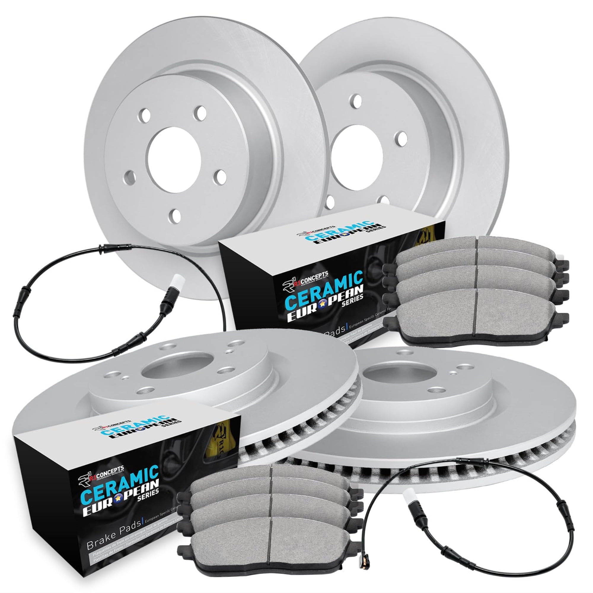 R1 Concepts Wdtc2 12549 R1 Brake Rotors Carbon Coated W/ Euro Ceramic Pads & Fits select: 2015-2021 VOLKSWAGEN GOLF