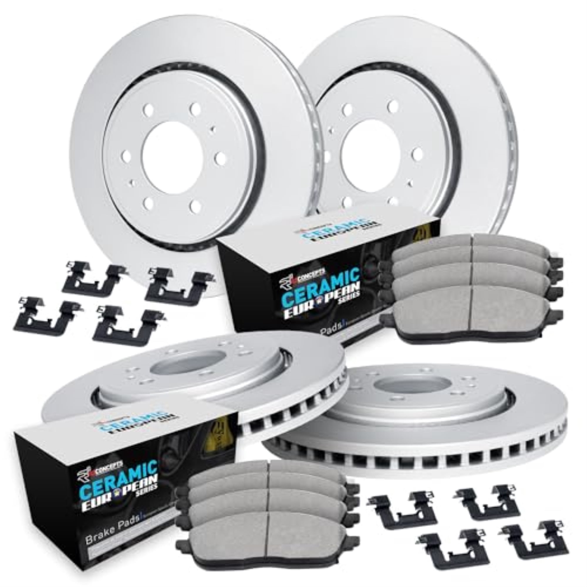 R1 Concepts Wdth2 10993 R1 Brake Rotors Carbon Coated W/ Euro Ceramic Pads & Fits select: 2004-2009 CADILLAC SRX