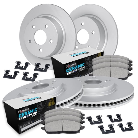 R1 Concepts Wdth2 12594 R1 Brake Rotors Carbon Coated W/ Euro Ceramic Pads & Fits select: 2015-2022 JEEP RENEGADE, 2016-2021 FIAT 500X