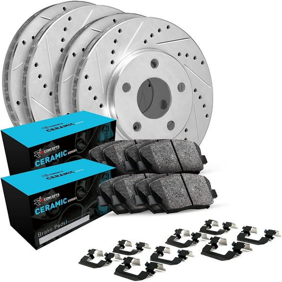 R1 Concepts Wgwh2 13041 R1 Brake Rotors D/S Silver W/ Ceramic Pads & Hdw