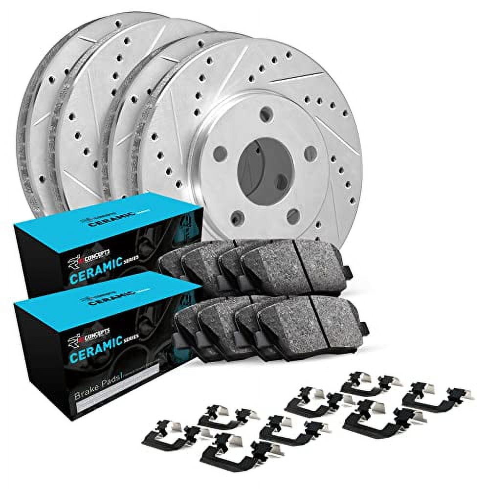 R1 Concepts WH R1 Concepts Drilled and Slotted Silver Disc Brake Rotor Set with Ceramic Pads and Hardware - WGWH2-54061