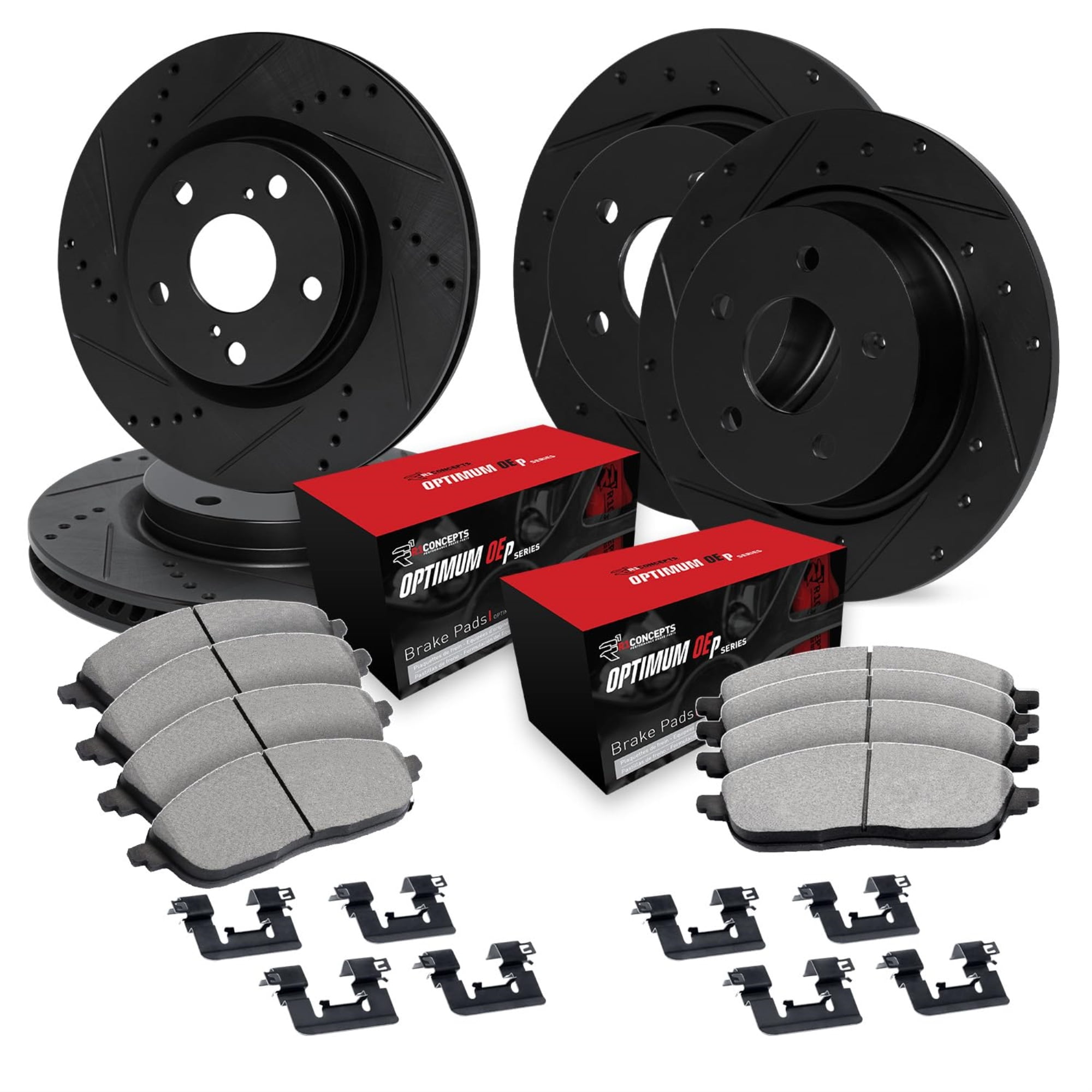 R1 Concepts Whuh2 67113 R1 Brake Rotors D/S Black W/ Optimum Oe Pads & Hdw Fits select: 2004-2005 NISSAN MAXIMA