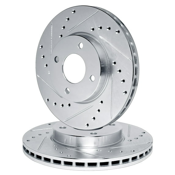 R1 Concepts eLINE Series Front Drilled and Slotted Brake Rotors Compatible For 1995-2000 Nissan 200SX, Sentra