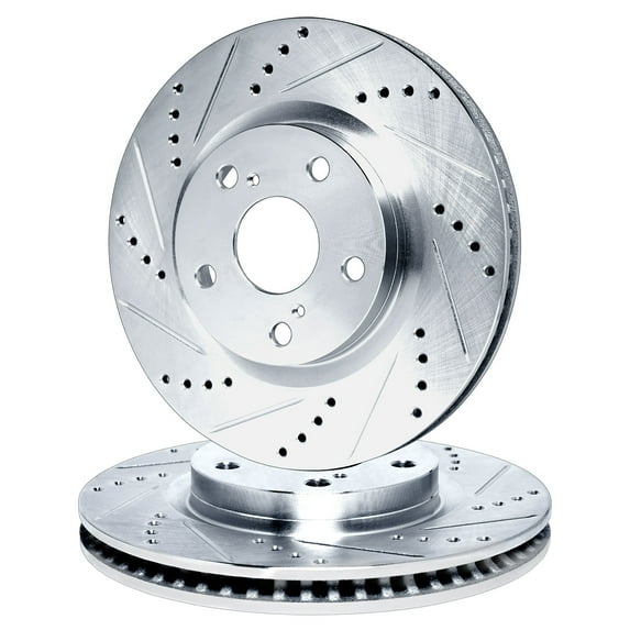 R1 Concepts eLINE Series Front Drilled and Slotted Brake Rotors Compatible For 1999-2004 Jeep Grand Cherokee