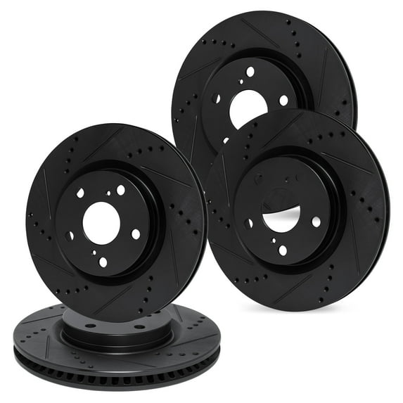 R1 Concepts Front and Rear Brake Rotors For 2008-2011 BMW 323i, 2007-2013 BMW 328i| Drilled Slotted Disc Brake Rotors| Brakes and Rotors Brakes and Rotors