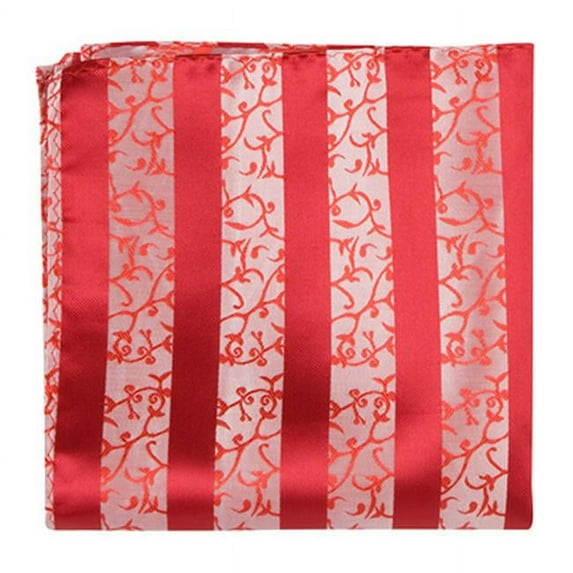 R1 PS - 12 x 12 in. Matching Pocket Square - Red With Decorative Stripe