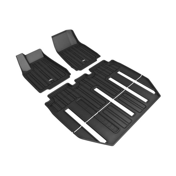 R1, R2 & R3 Elitect Black Floor Liners for 2017-2021 Tesla Model X Folding 7-Seat
