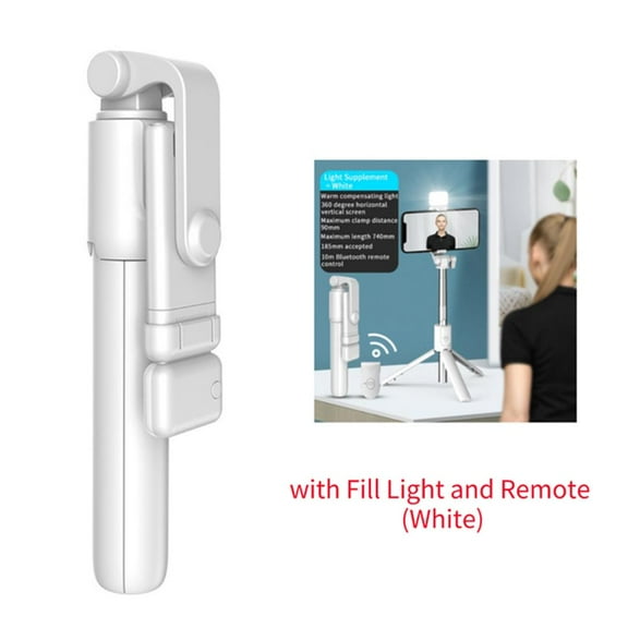 R1 Wireless Bluetooth Selfie Stick Foldable Portable Tripod with Fill Light Shutter Remote Control for Android iPhone Smartphone