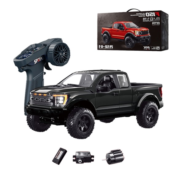 R12-01Q 1/12 Scale Mini Off-Road Pick-Up RC Truck, 2.4G Cruise Control 4WD Remote Control Car with High-Torque 380 Motor, Independent Suspension & LED Light System for Hobbyists - RTR