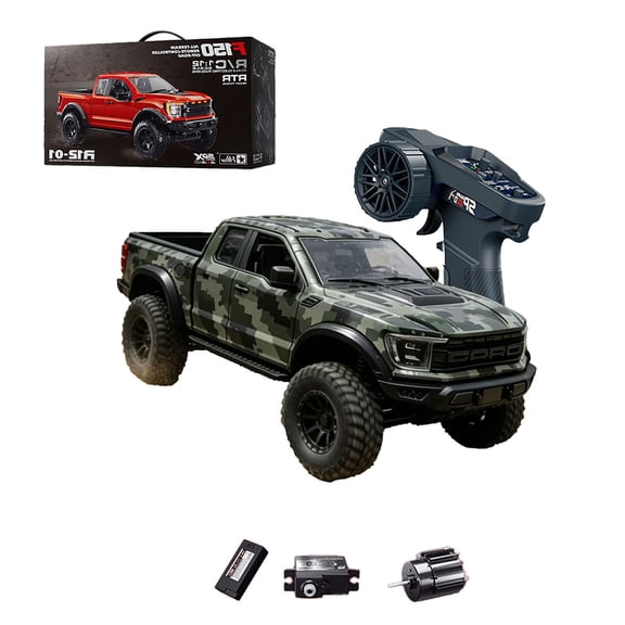 R12-01Q 1/12 Scale Mini Off-Road Pick-Up RC Truck, 2.4G Cruise Control 4WD Remote Control Car with High-Torque 380 Motor, Independent Suspension & LED Light System for Hobbyists - RTR