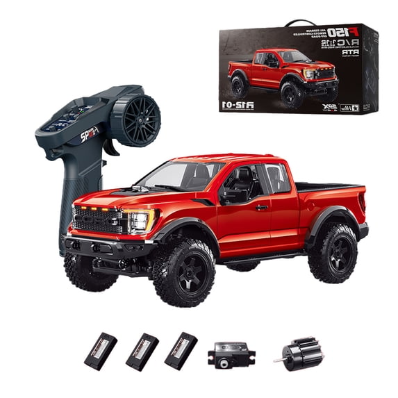 R12-01Q 1:12 Scale Off-Road Pickup RC Car, 2.4G Proportional Throttle & Cruise Control RC Crawler with LED Light System, All-Terrain Drift Model for Adults - RTR